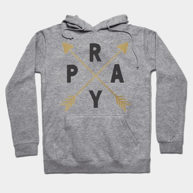 Pray Gold Crossed Arrows Hoodie by JakeRhodes